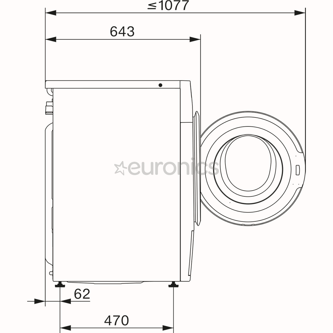 Miele W1 PowerWash, 10 kg, depth 64.3 cm, 1400 rpm - Front load washing machine