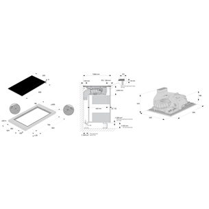 Asko, width 83 cm, black - Built-in hob with hood