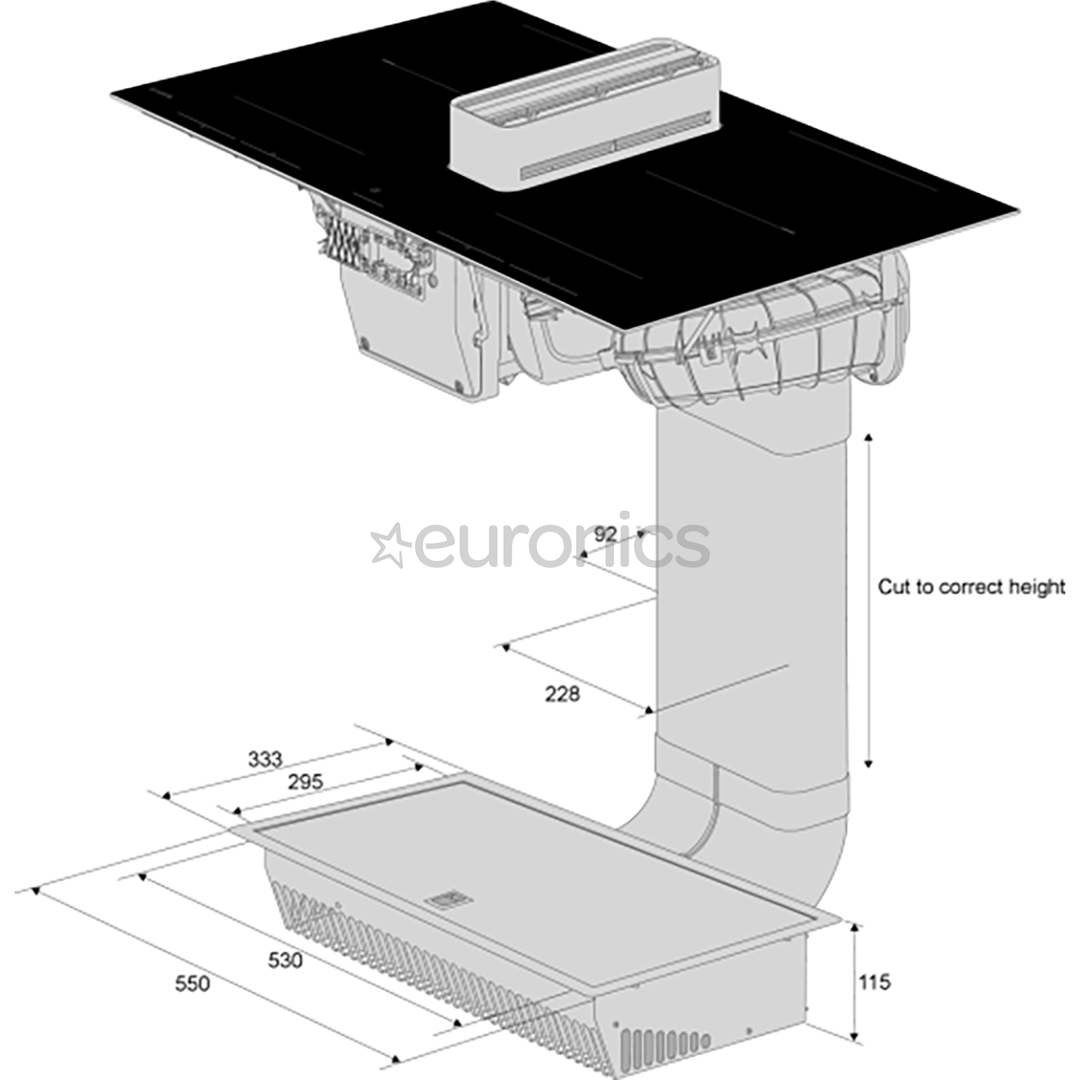 Asko, width 83 cm, black - Built-in hob with hood