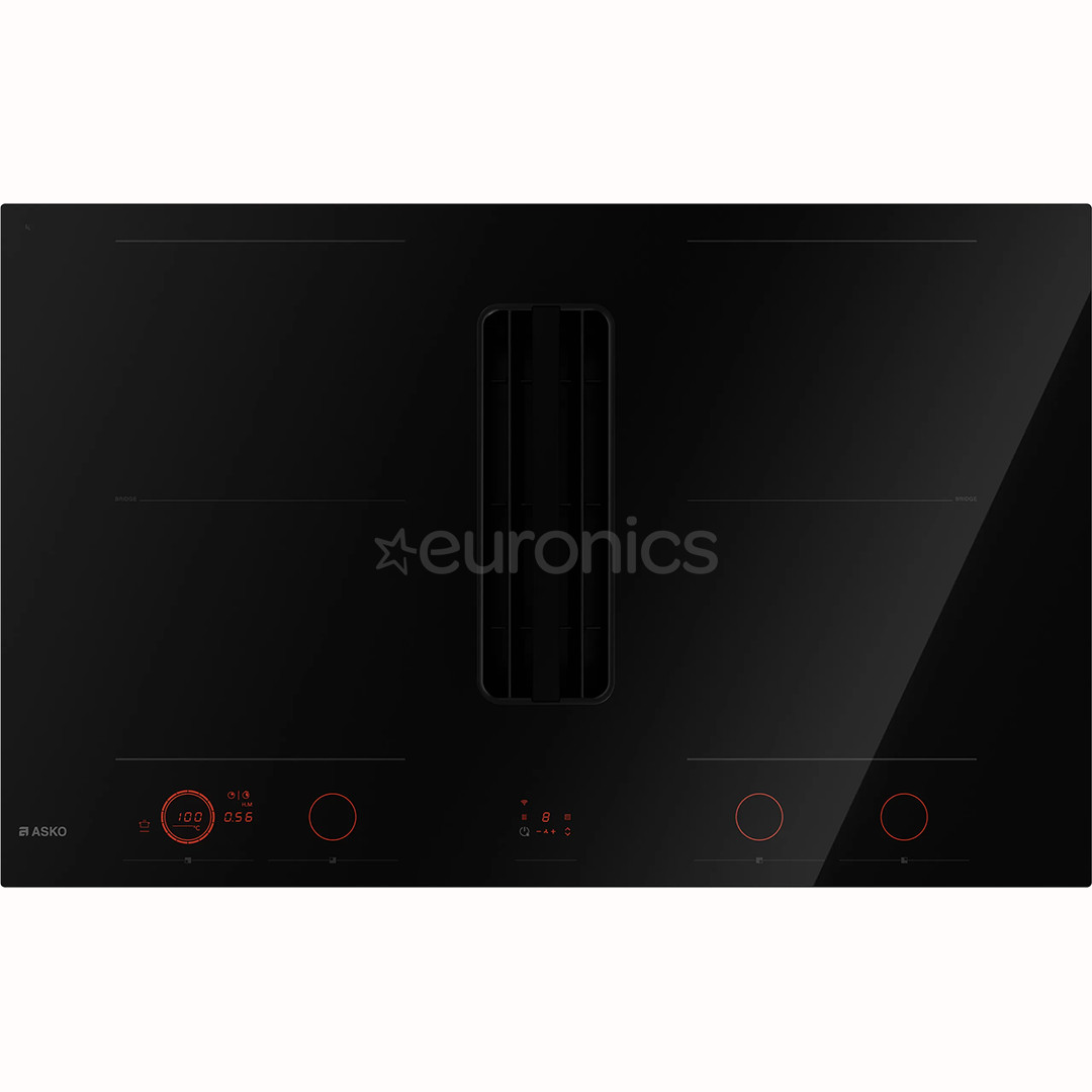 Asko, ширина 83 см, черный - Интегрируемая индукционная варочная панель с вытяжкой