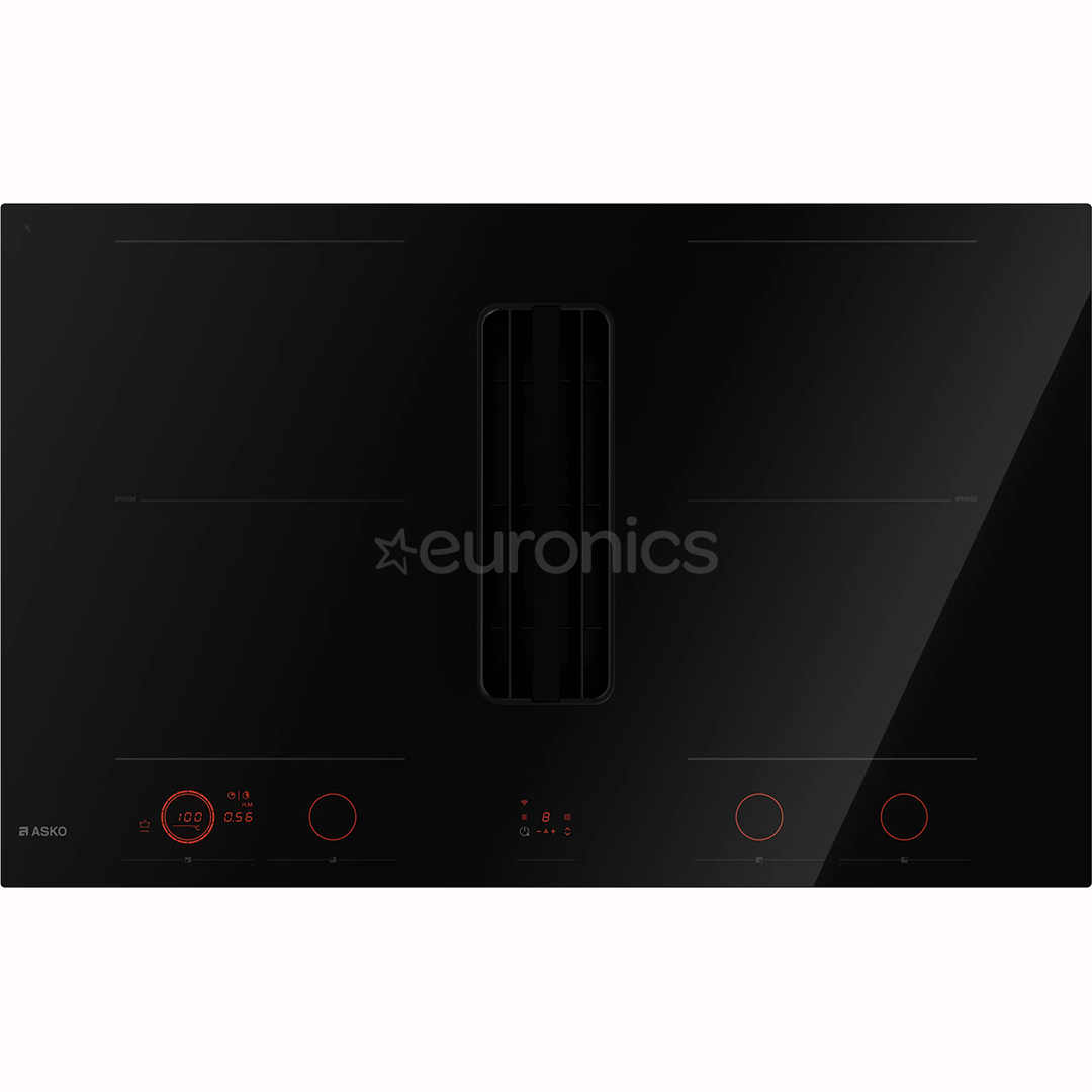 Asko, width 83 cm, black - Built-in hob with hood
