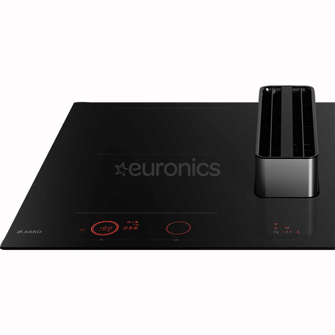 Asko, width 83 cm, black - Built-in hob with hood