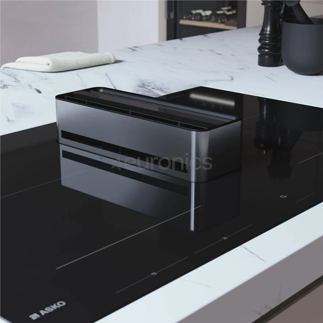 Asko, width 83 cm, black - Built-in hob with hood