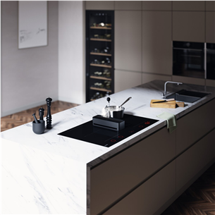Asko, width 83 cm, black - Built-in hob with hood