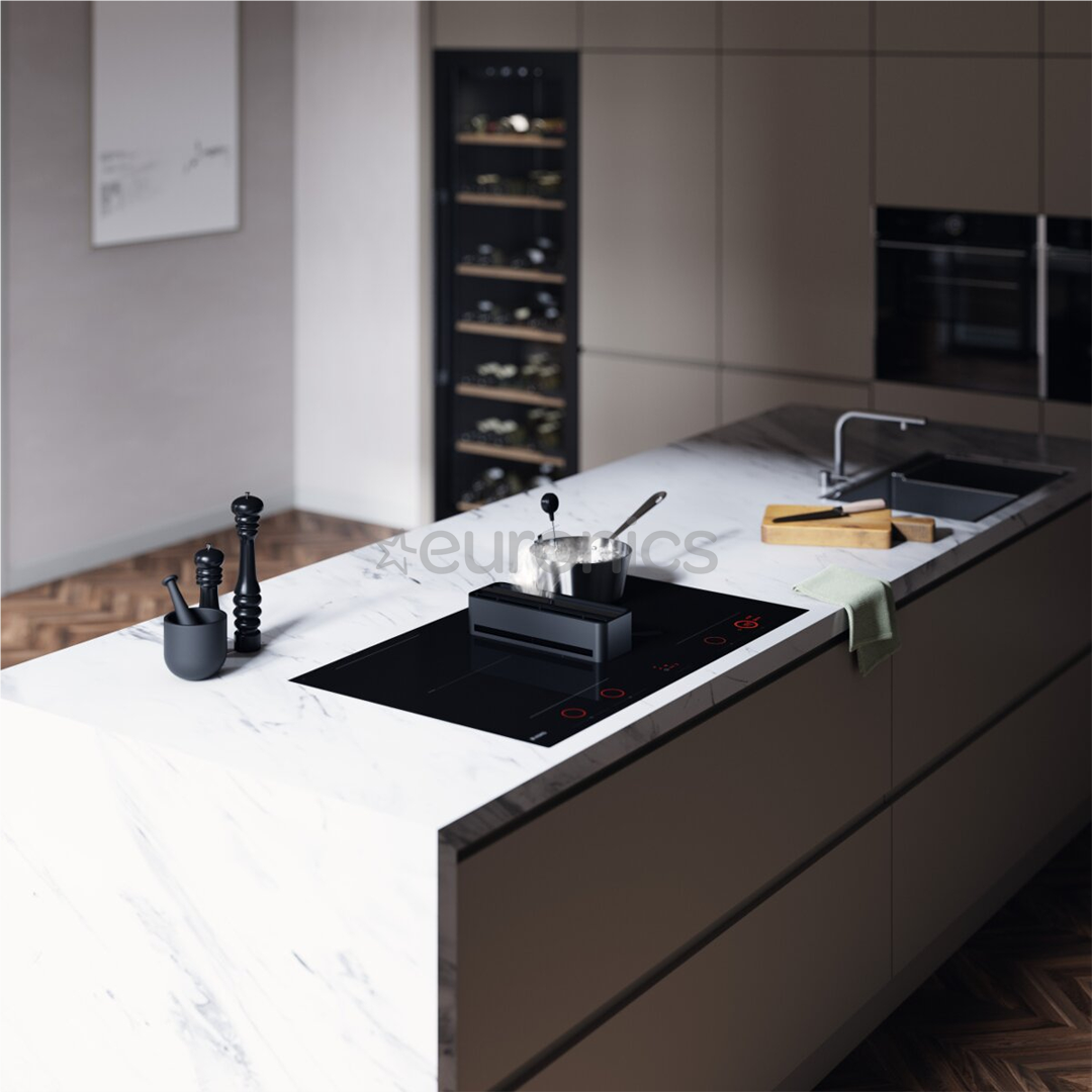 Asko, width 83 cm, black - Built-in hob with hood