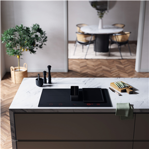 Asko, width 83 cm, black - Built-in hob with hood