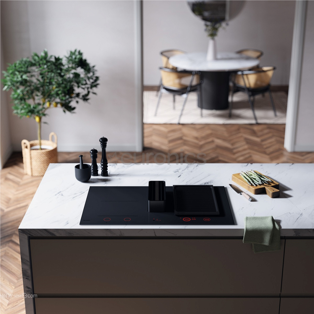 Asko, width 83 cm, black - Built-in hob with hood