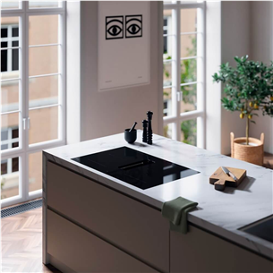 Asko, width 83 cm, black - Built-in hob with hood