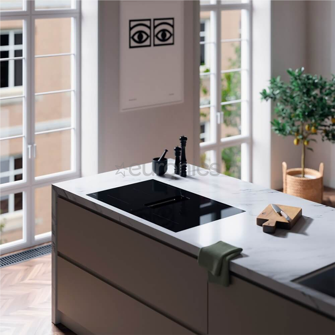 Asko, width 83 cm, black - Built-in hob with hood