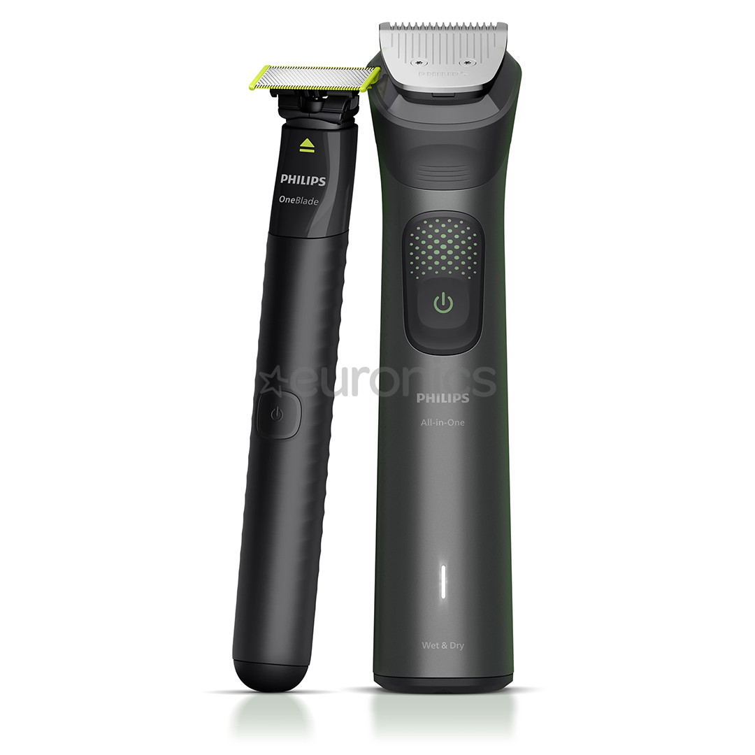 Philips All-in-One Trimmer 9000 Series, Wet & Dry, 15-in-1, grey - Trimmer set + OneBlade