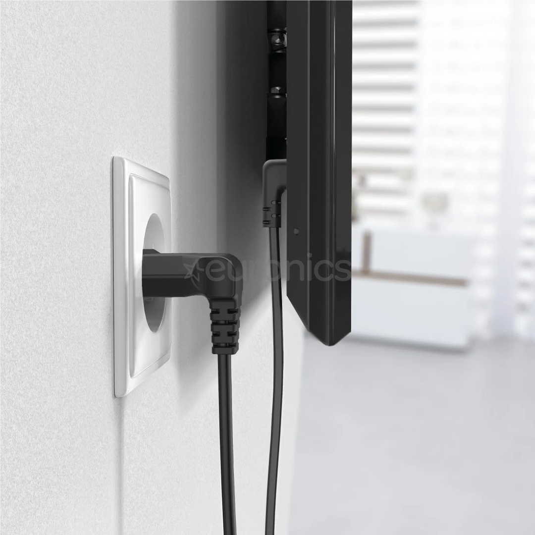 Hama Power Cord, 2-pin 90°, 1,5 m, must - Voolukaabel