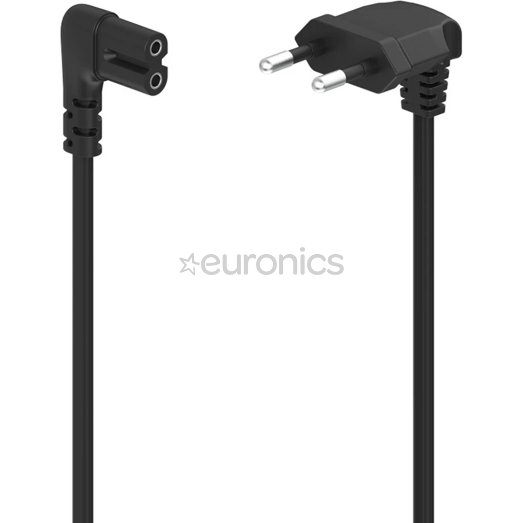 Hama Power Cord, 2-pin 90°, 3 m, must - Voolukaabel