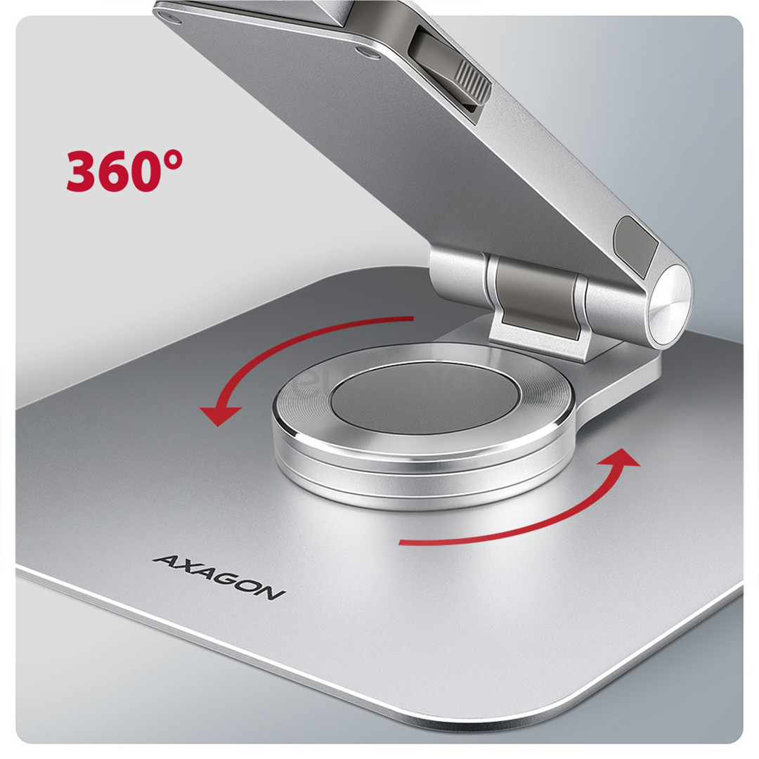 Axagon STND-LR, 10''-16", 360°, alumiinium - Sülearvuti alus