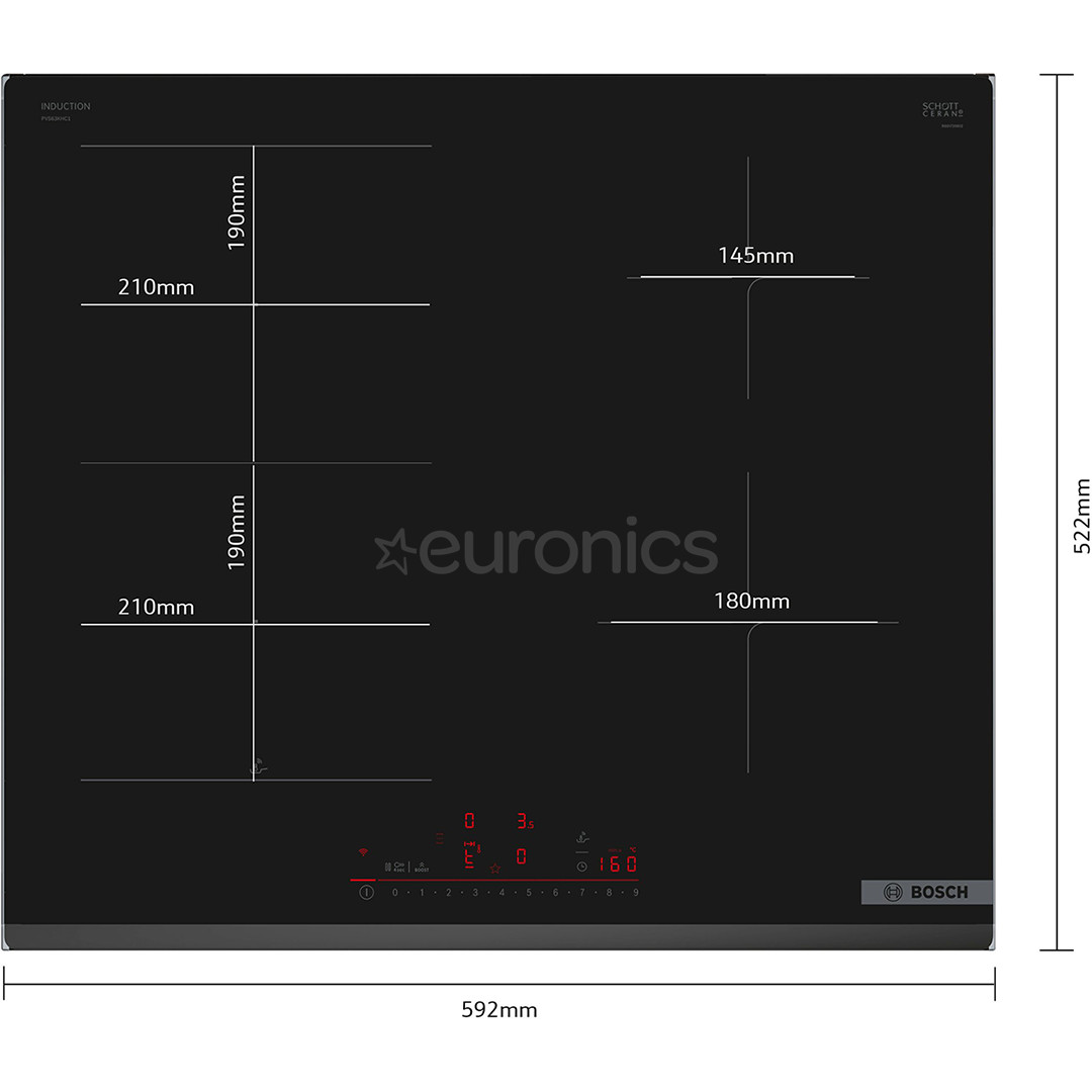 Bosch, Series 6, width 60 cm, frameless, black - Built-in induction hob