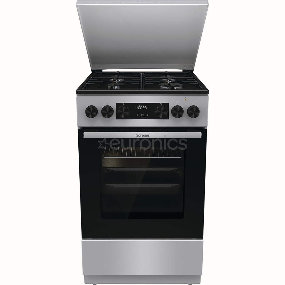 Gorenje, 70 л, ширина 50 см, серый - Газовая плита с электрической духовкой