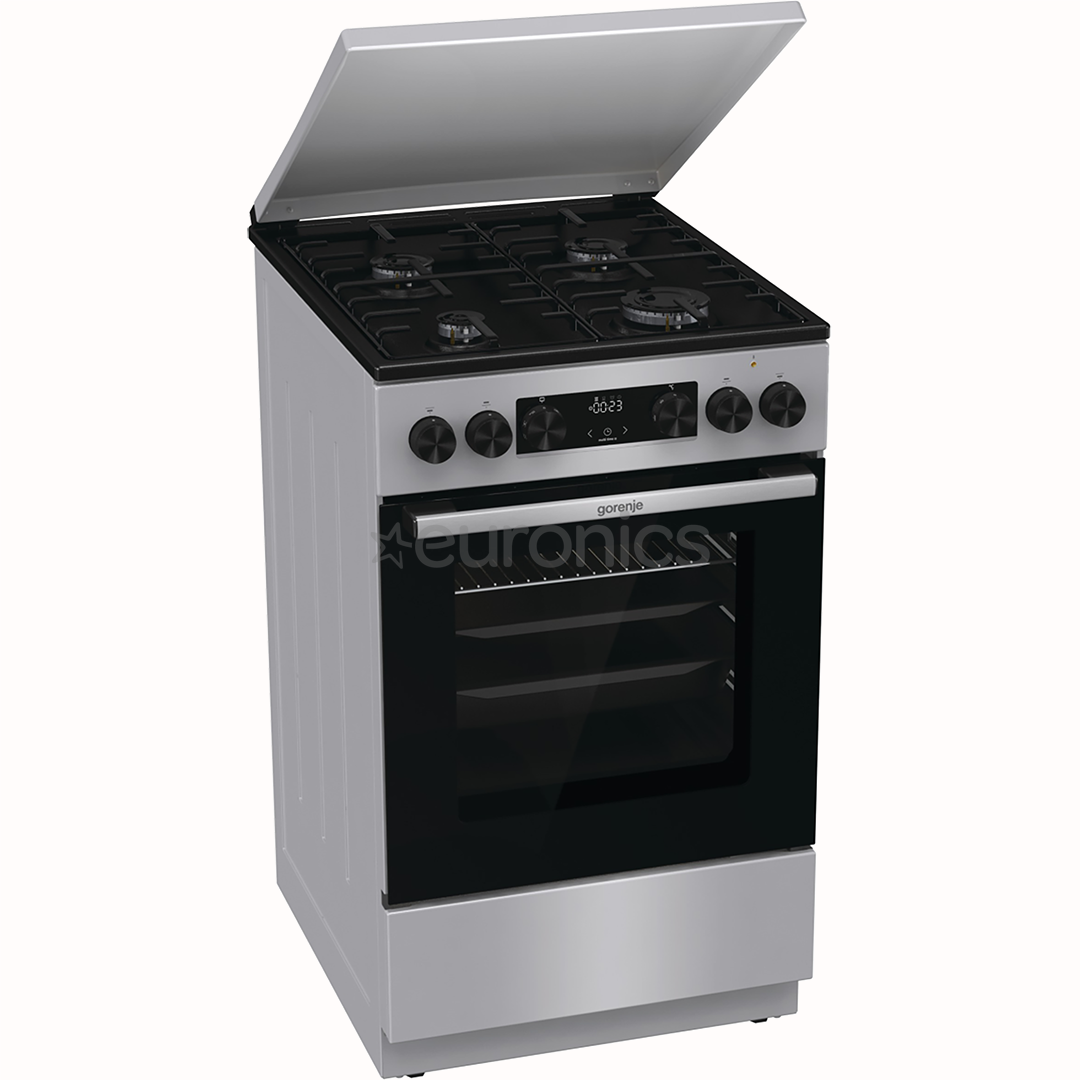 Gorenje, 70 л, ширина 50 см, серый - Газовая плита с электрической духовкой