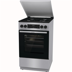 Gorenje, 70 л, ширина 50 см, серый - Газовая плита с электрической духовкой