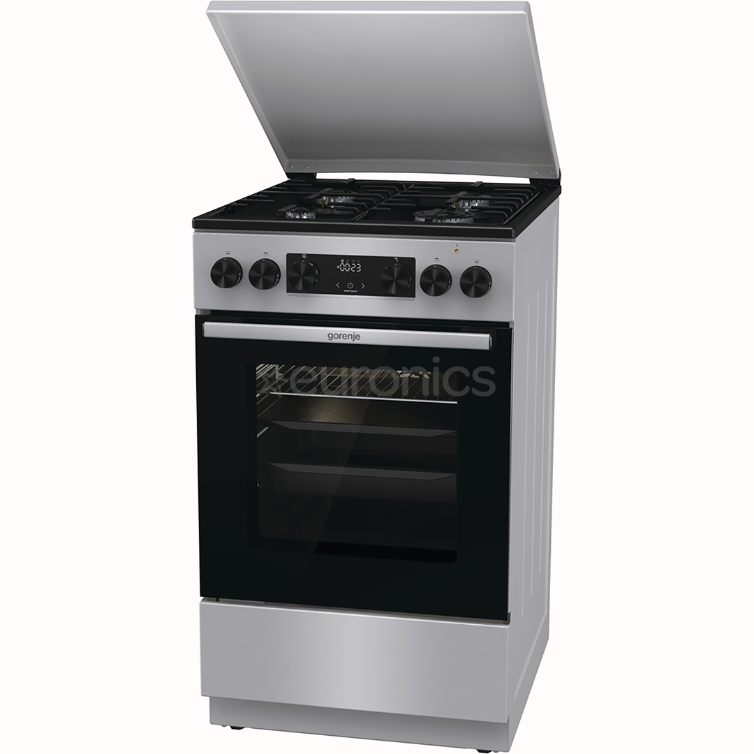 Gorenje, 70 л, ширина 50 см, серый - Газовая плита с электрической духовкой