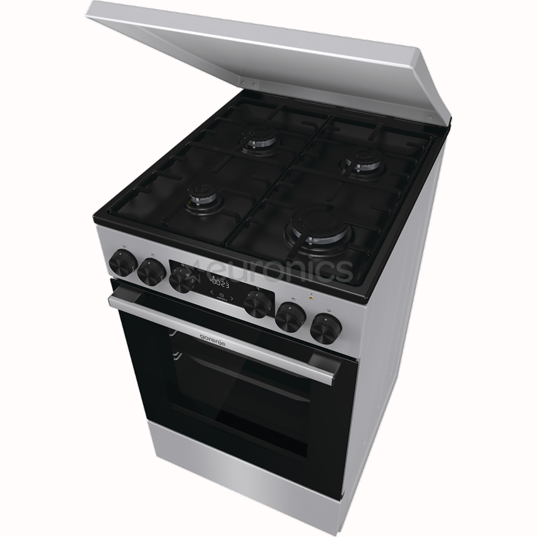 Gorenje, 70 л, ширина 50 см, серый - Газовая плита с электрической духовкой