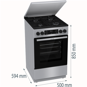 Gorenje, 70 л, ширина 50 см, серый - Газовая плита с электрической духовкой