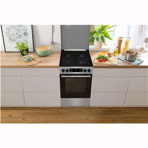 Gorenje, 70 л, ширина 50 см, серый - Газовая плита с электрической духовкой