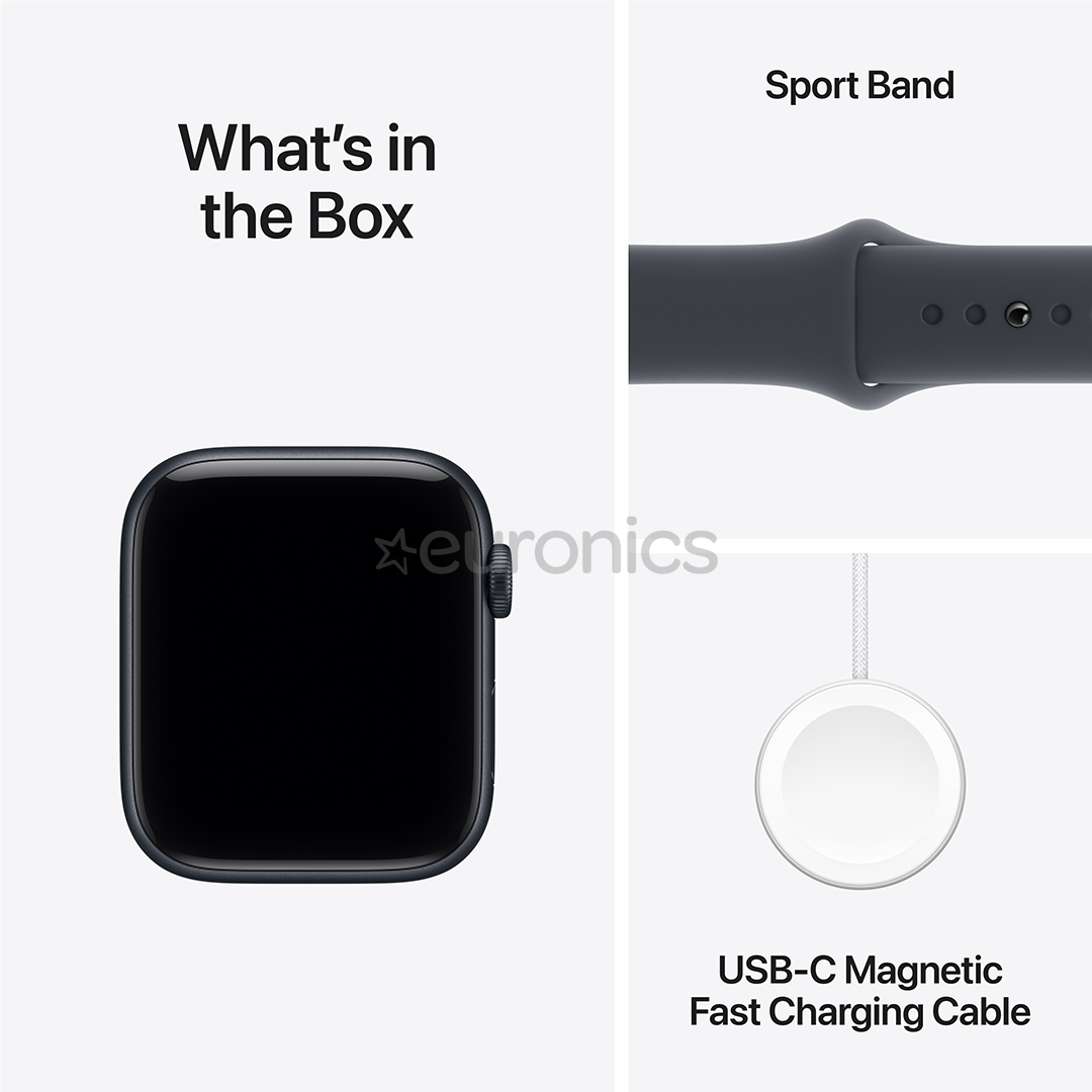Apple Watch SE 3, 44 mm, GPS + Cellular, sport band, M/L, must alumiinium / must - Nutikell