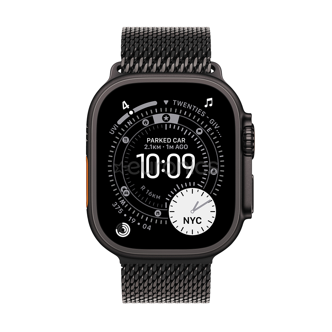 Apple Watch Ultra 3, 49 mm, Titanium Milanese Loop, Large, must titaan / must - Nutikell