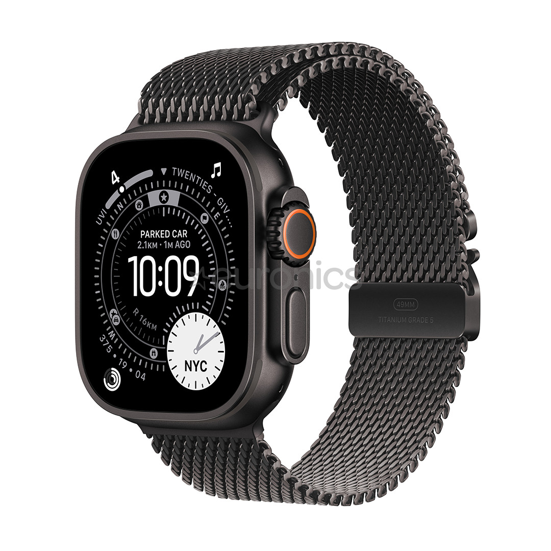 Apple Watch Ultra 3, 49 mm, Titanium Milanese Loop, Medium, must titaan / must - Nutikell