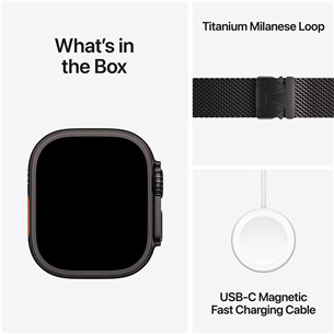 Apple Watch Ultra 3, 49 mm, Titanium Milanese Loop, Medium, must titaan / must - Nutikell