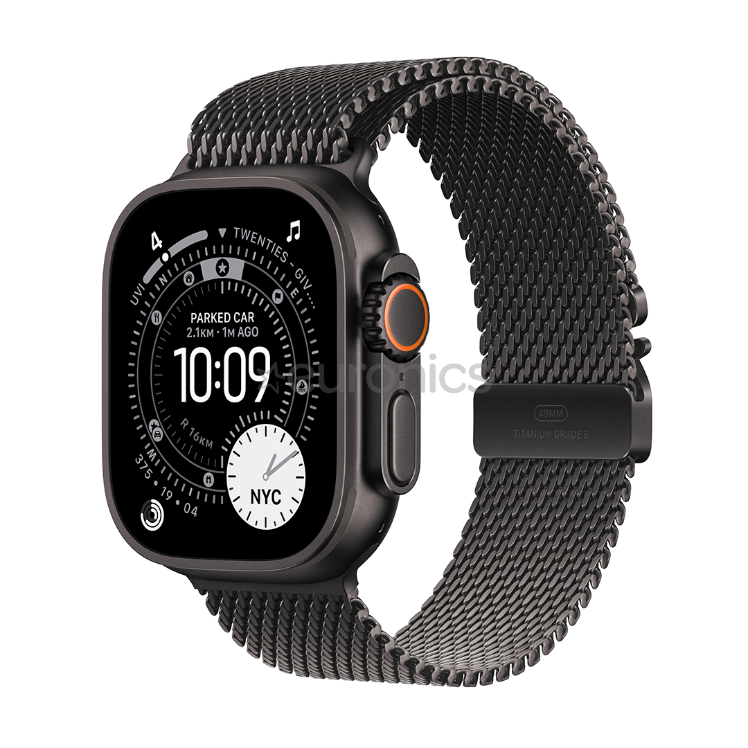 Apple Watch Ultra 3, 49 mm, Titanium Milanese Loop, Small, must titaan / must - Nutikell