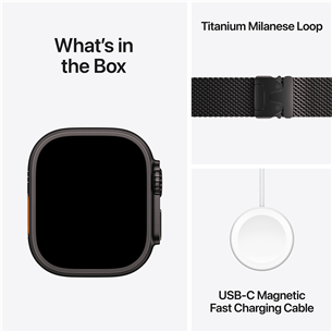 Apple Watch Ultra 3, 49 mm, Titanium Milanese Loop, Small, must titaan / must - Nutikell