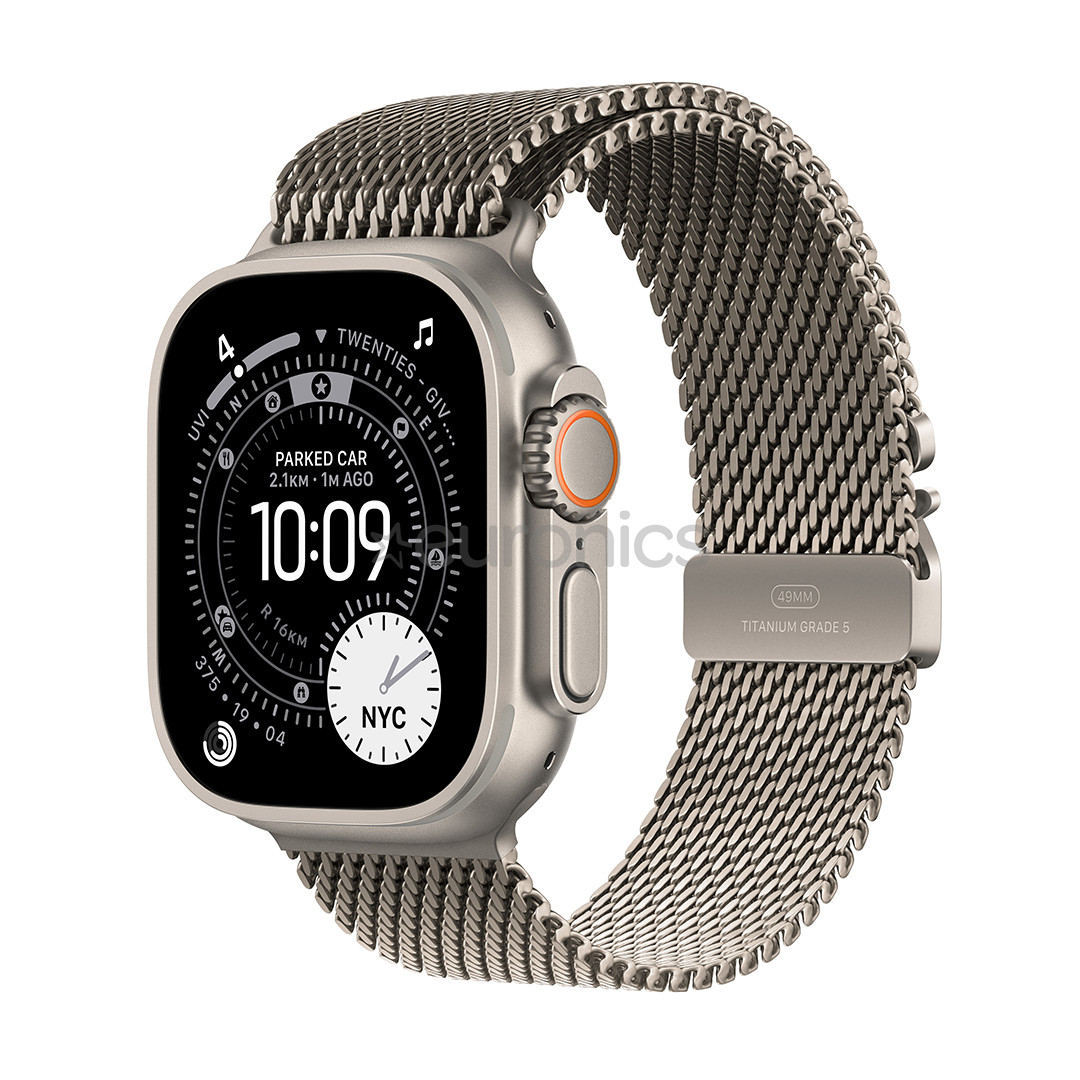 Apple Watch Ultra 3, 49 мм, Titanium Milanese Loop, Medium, титан - Смарт-часы