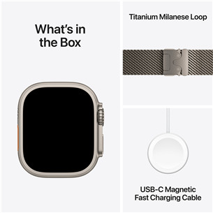 Apple Watch Ultra 3, 49 мм, Titanium Milanese Loop, Medium, титан - Смарт-часы