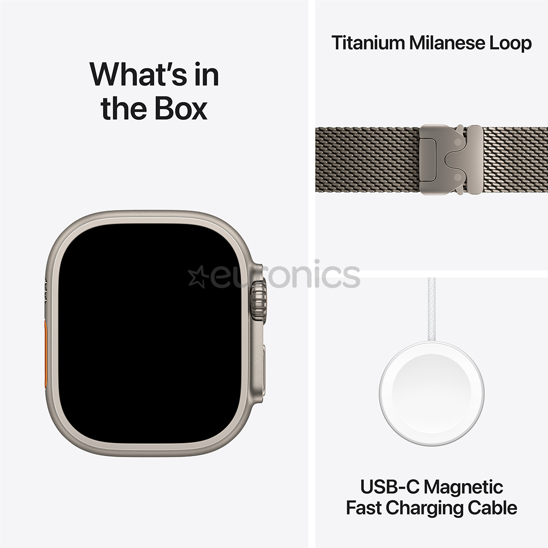 Apple Watch Ultra 3, 49 mm, Titanium Milanese Loop, Small, titaan - Nutikell