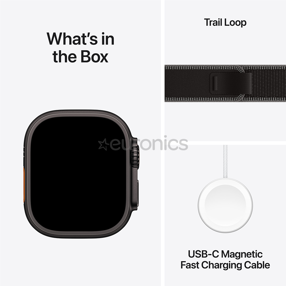 Apple Watch Ultra 3, 49 mm, Trail Loop, S/M, must titaan / must - Nutikell
