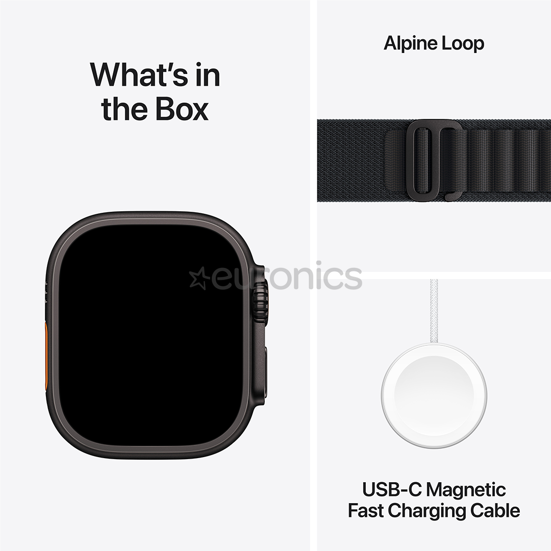Apple Watch Ultra 3, 49 mm, Alpine Loop, Small, must titaan / must - Nutikell