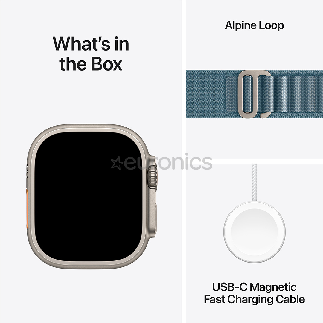 Apple Watch Ultra 3, 49 mm, Alpine Loop, Large, titaan / helesinine - Nutikell