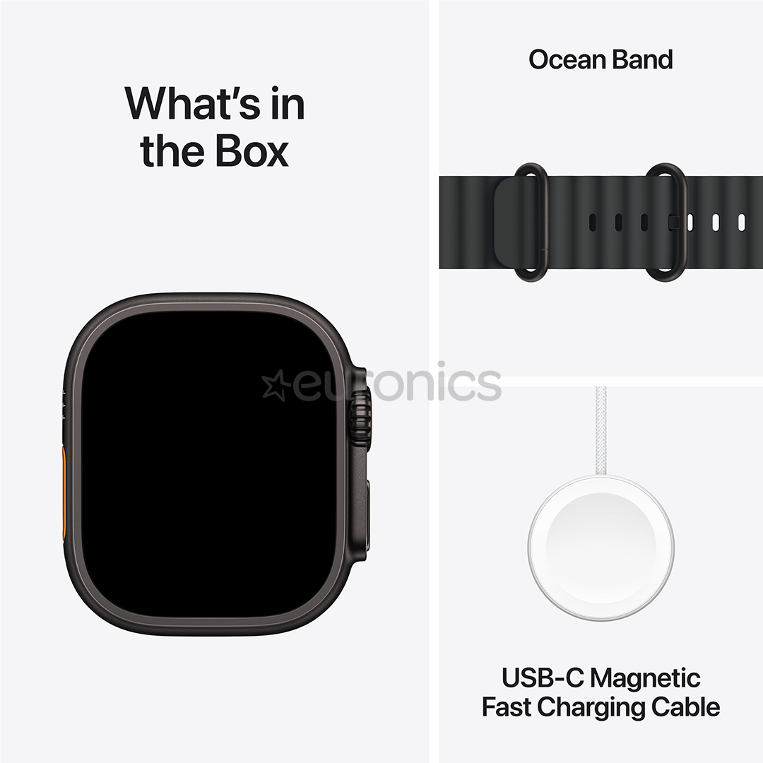 Apple Watch Ultra 3, 49 mm, Ocean Band, must titaan / must - Nutikell