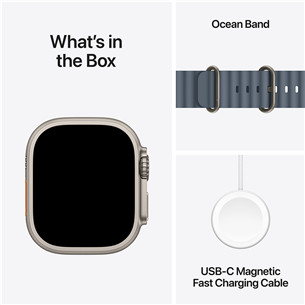 Apple Watch Ultra 3, 49 мм, Ocean Band, титан / синий - Смарт-часы