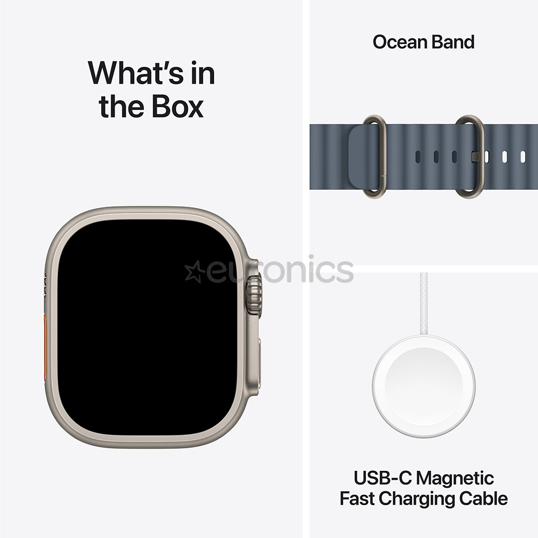 Apple Watch Ultra 3, 49 мм, Ocean Band, титан / синий - Смарт-часы