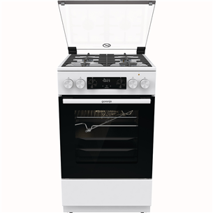 Gorenje, 70 L, laius 50 cm, valge - Gaasipliit elektriahjuga