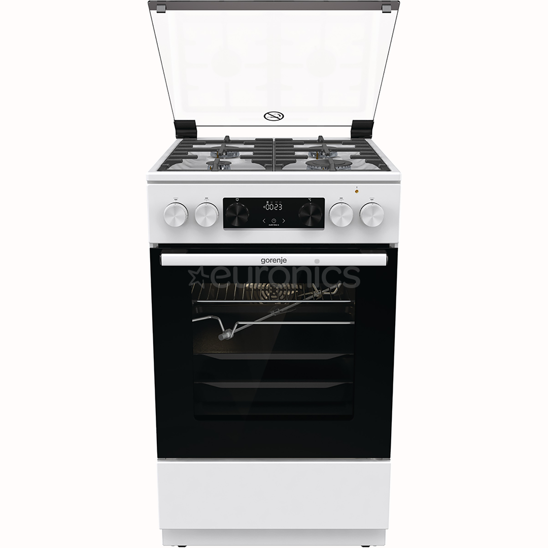 Gorenje, 70 L, laius 50 cm, valge - Gaasipliit elektriahjuga