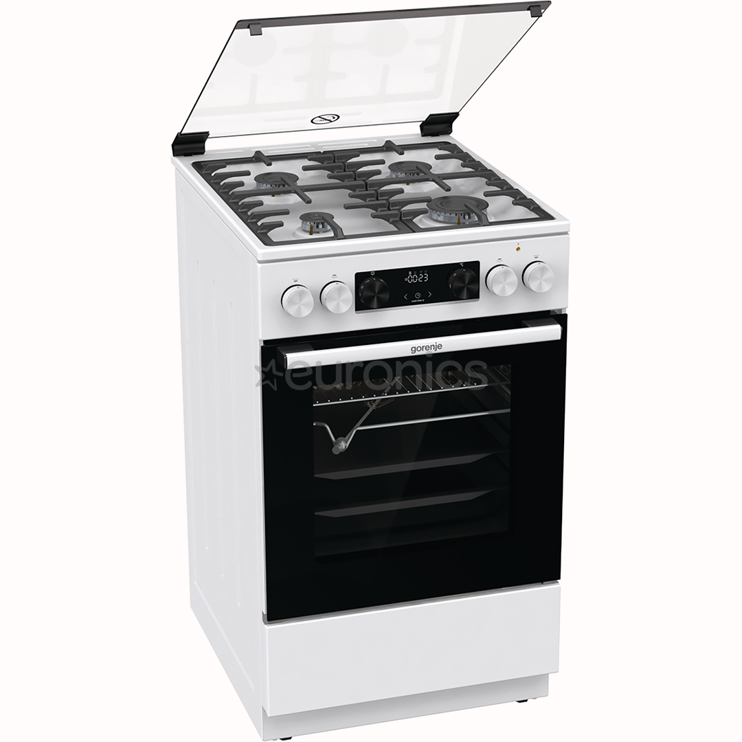 Gorenje, 70 L, laius 50 cm, valge - Gaasipliit elektriahjuga