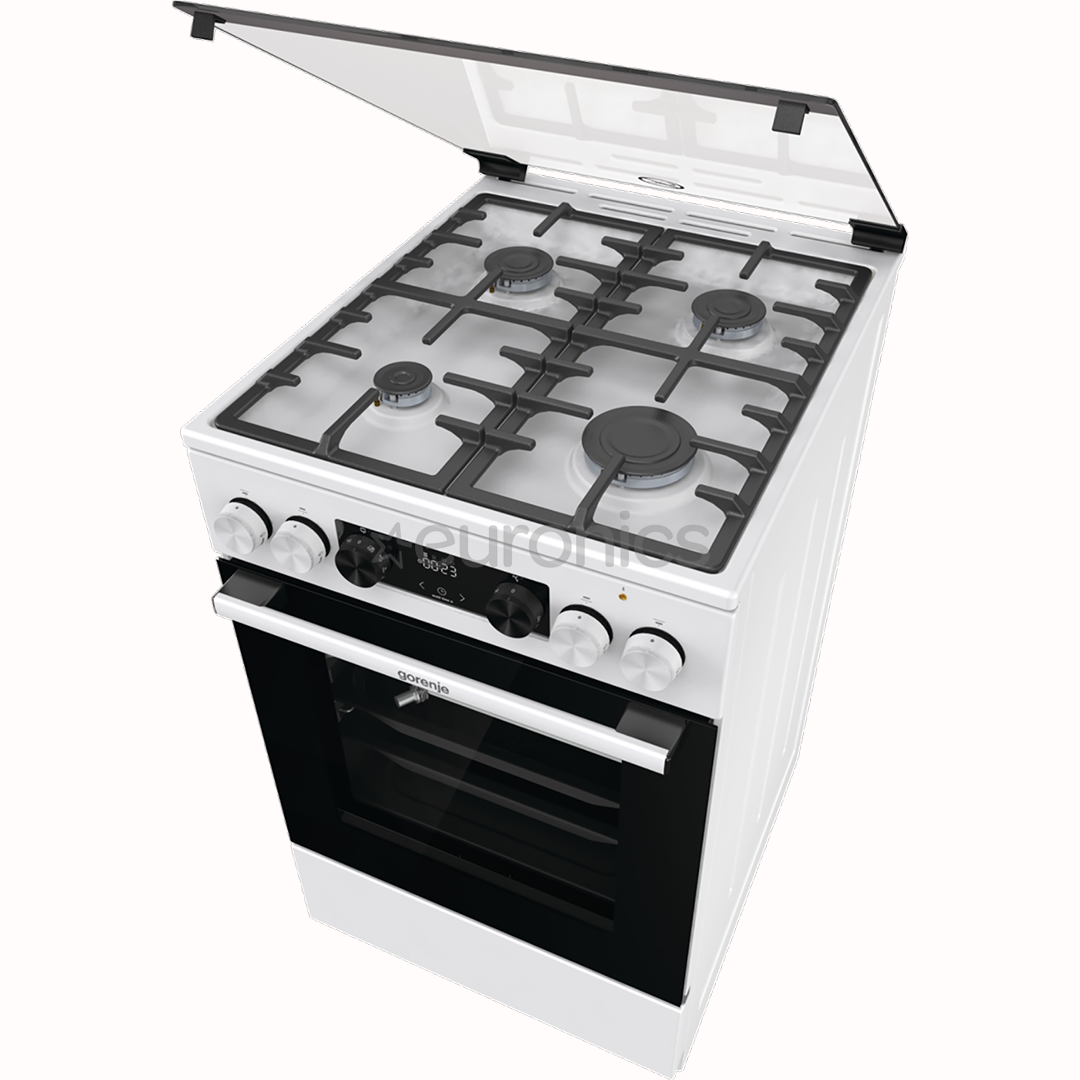 Gorenje, 70 L, laius 50 cm, valge - Gaasipliit elektriahjuga