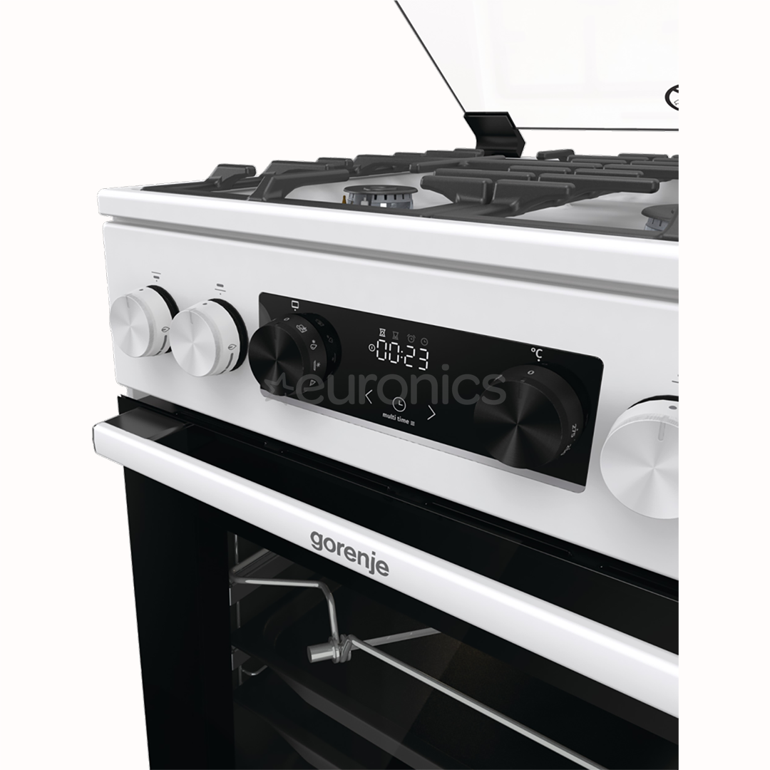 Gorenje, 70 L, laius 50 cm, valge - Gaasipliit elektriahjuga
