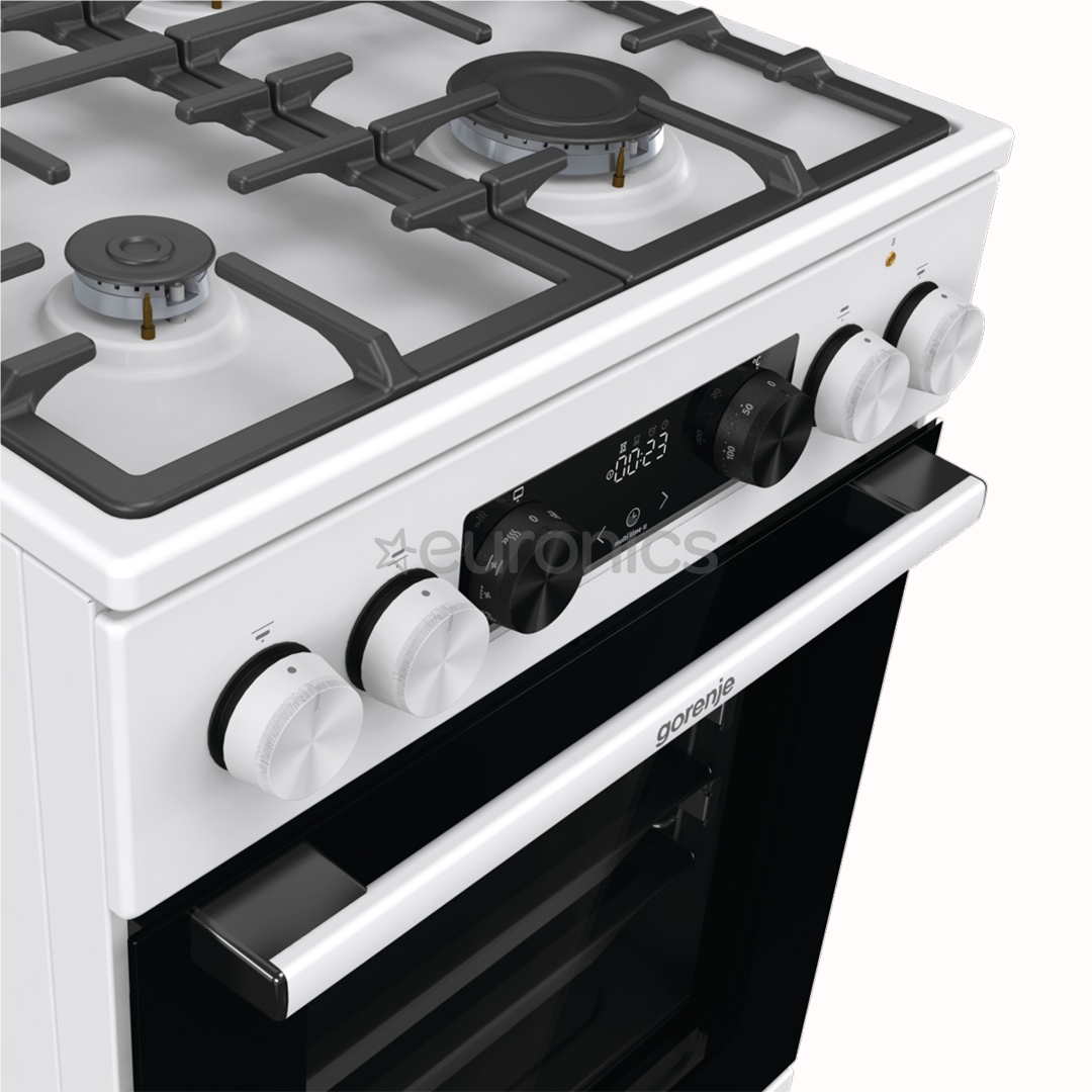 Gorenje, 70 L, laius 50 cm, valge - Gaasipliit elektriahjuga