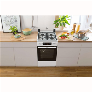 Gorenje, 70 L, laius 50 cm, valge - Gaasipliit elektriahjuga
