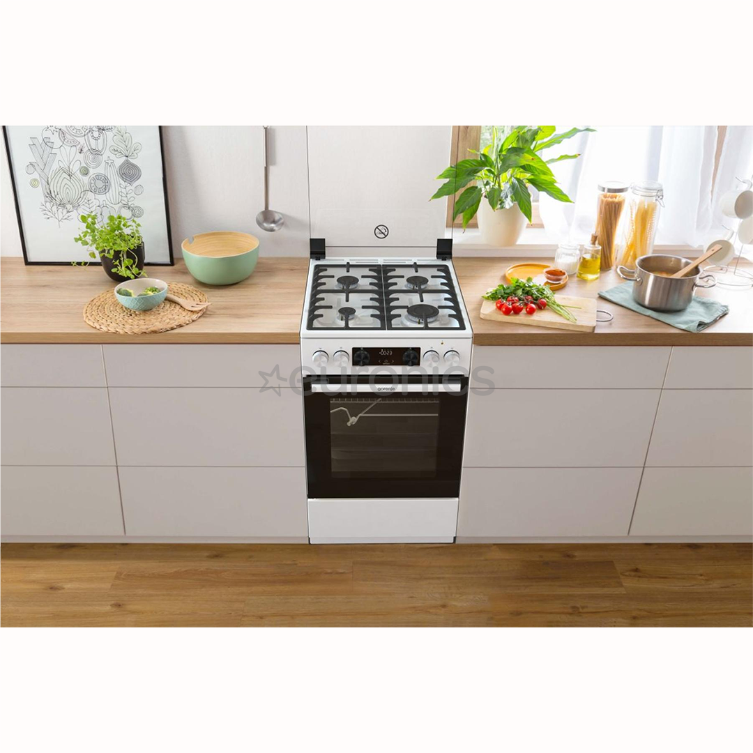 Gorenje, 70 L, laius 50 cm, valge - Gaasipliit elektriahjuga