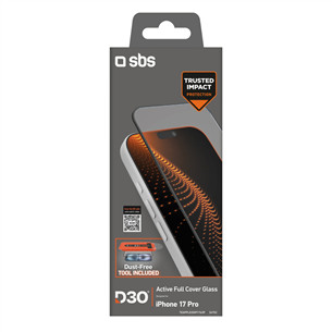 SBS D3O Screen Protector with Applicator, iPhone 17 Pro, черный - Защита для экрана