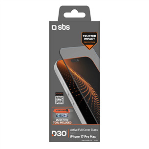 SBS D3O Screen Protector with Applicator, iPhone 17 Pro Max, черный - Защита для экрана